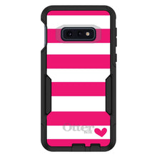 DistinctInk™ OtterBox Commuter Series Case for Apple iPhone or Samsung Galaxy - Hot Pink White Stripes Heart