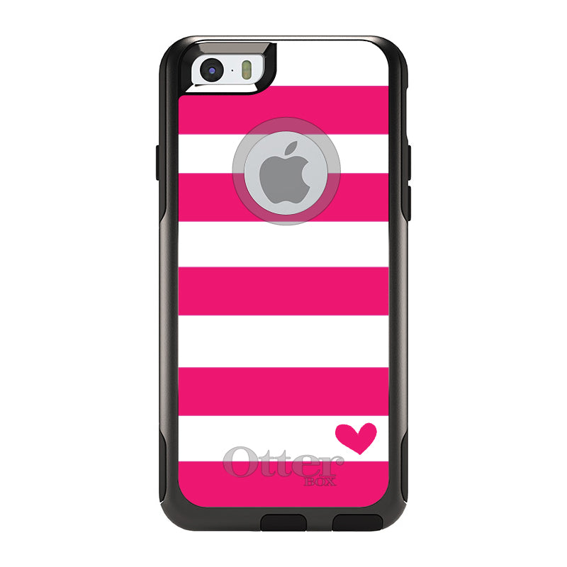 Hot Pink White Stripes Heart OtterBox Commuter Case for iPhone & Galaxy, view 4