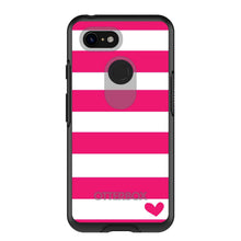 DistinctInk™ OtterBox Symmetry Series Case for Apple iPhone / Samsung Galaxy / Google Pixel - Hot Pink White Stripes Heart