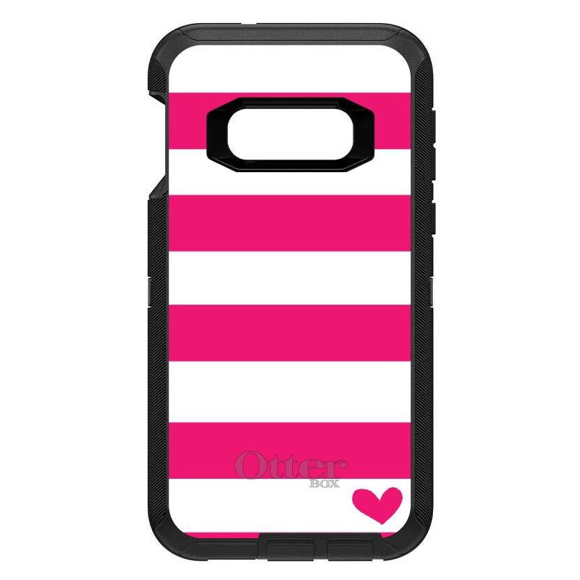 Hot Pink White Stripes Heart OtterBox Defender Case for iPhone & Galaxy, view 10