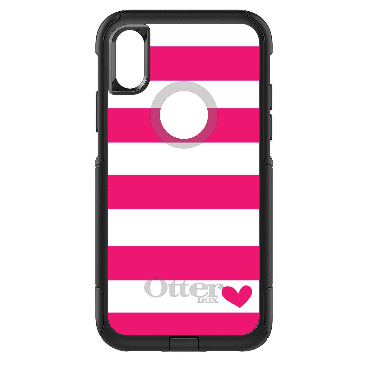 Hot Pink White Stripes Heart OtterBox Commuter Case for iPhone & Galaxy, view 3