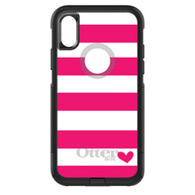 DistinctInk™ OtterBox Commuter Series Case for Apple iPhone or Samsung Galaxy - Hot Pink White Stripes Heart