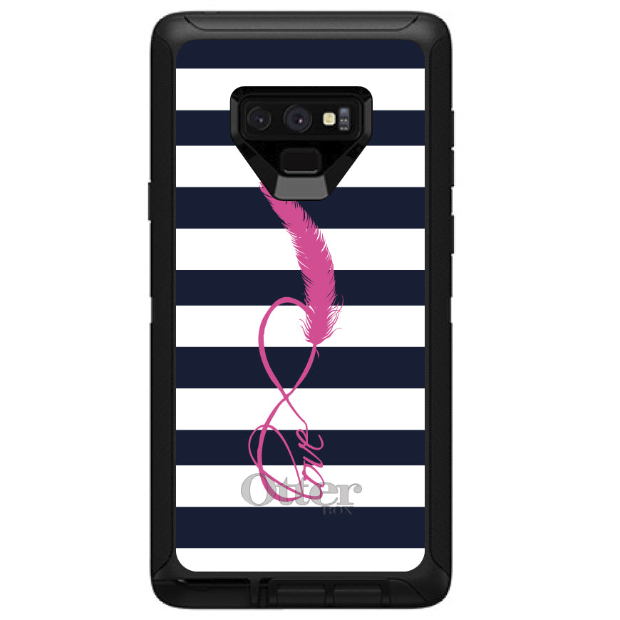 Navy White Stripes Pink Love OtterBox Defender Case for iPhone & Galaxy, view 16
