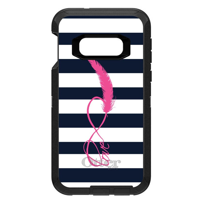 Navy White Stripes Pink Love OtterBox Defender Case for iPhone & Galaxy, view 10