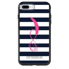 DistinctInk™ OtterBox Symmetry Series Case for Apple iPhone / Samsung Galaxy / Google Pixel - Navy White Stripes Pink Love