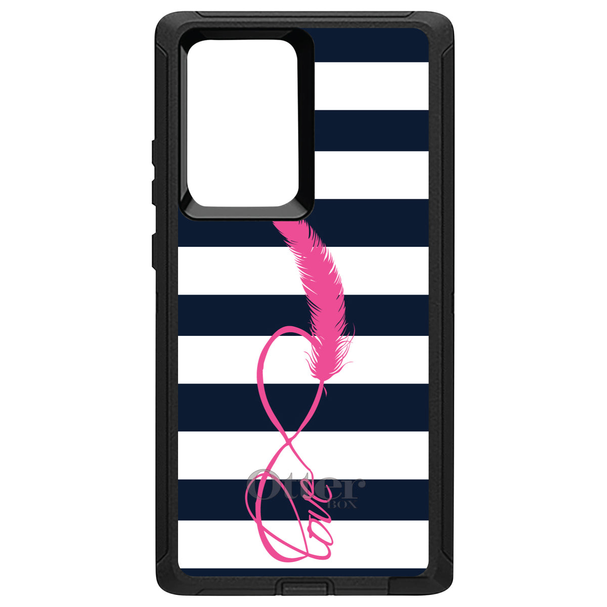 Navy White Stripes Pink Love OtterBox Defender Case for iPhone & Galaxy, view 13