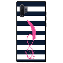 DistinctInk® Hard Plastic Snap-On Case for Apple iPhone or Samsung Galaxy - Navy White Stripes Pink Love