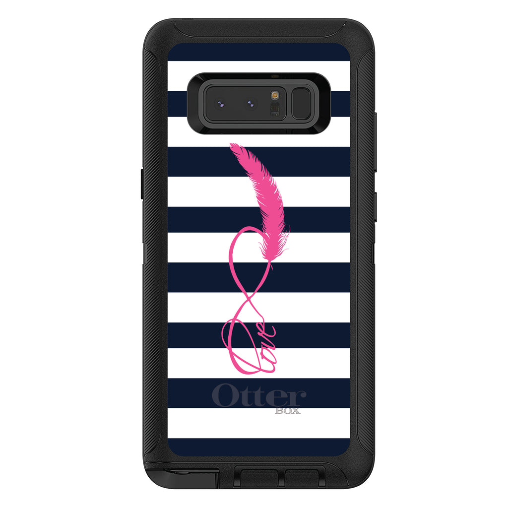 Navy White Stripes Pink Love OtterBox Defender Case for iPhone & Galaxy, view 17