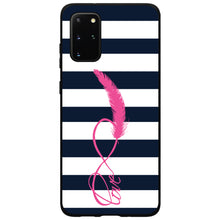 DistinctInk® Hard Plastic Snap-On Case for Apple iPhone or Samsung Galaxy - Navy White Stripes Pink Love