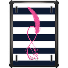 DistinctInk™ OtterBox Defender Series Case for Apple iPad / iPad Pro / iPad Air / iPad Mini - Navy White Stripes Pink Love