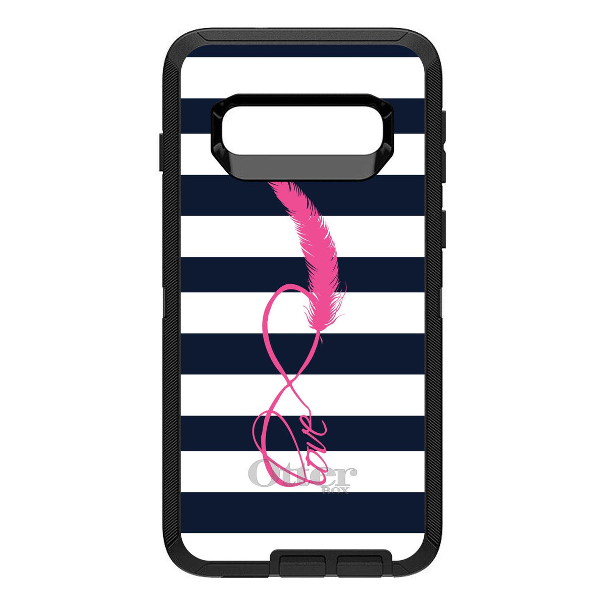 Navy White Stripes Pink Love OtterBox Defender Case for iPhone & Galaxy, view 9