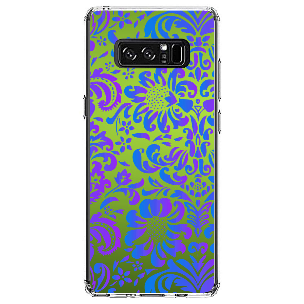 Green Purple Blue Floral Pattern Clear Shockproof iPhone Case, view 12