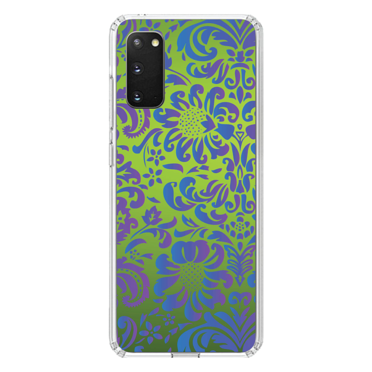 Green Purple Blue Floral Pattern Clear Shockproof iPhone Case, view 15