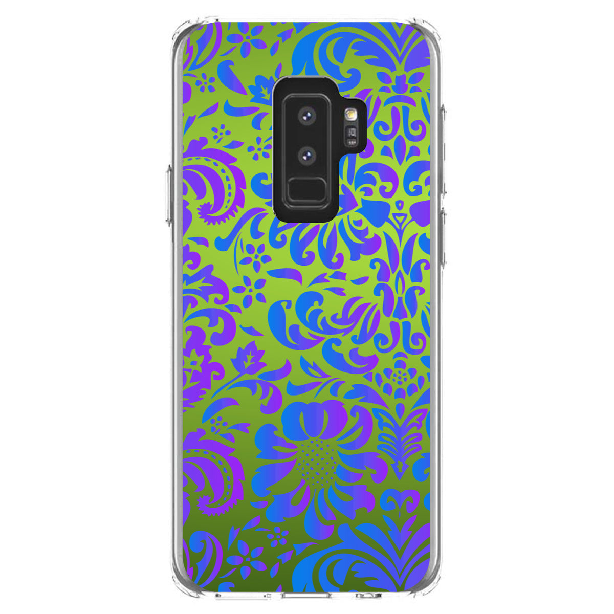 Green Purple Blue Floral Pattern Clear Shockproof iPhone Case, view 20