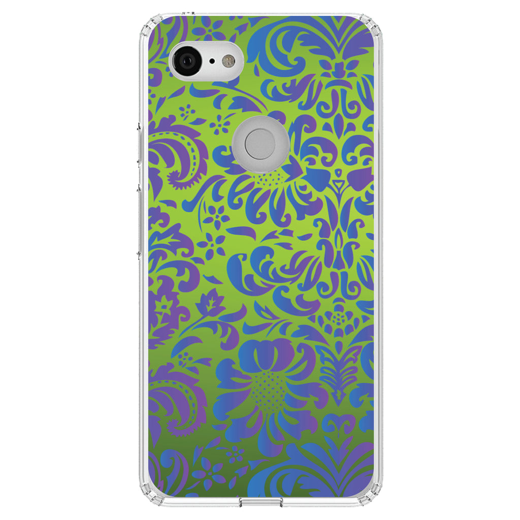 Green Purple Blue Floral Pattern Clear Shockproof iPhone Case, view 21