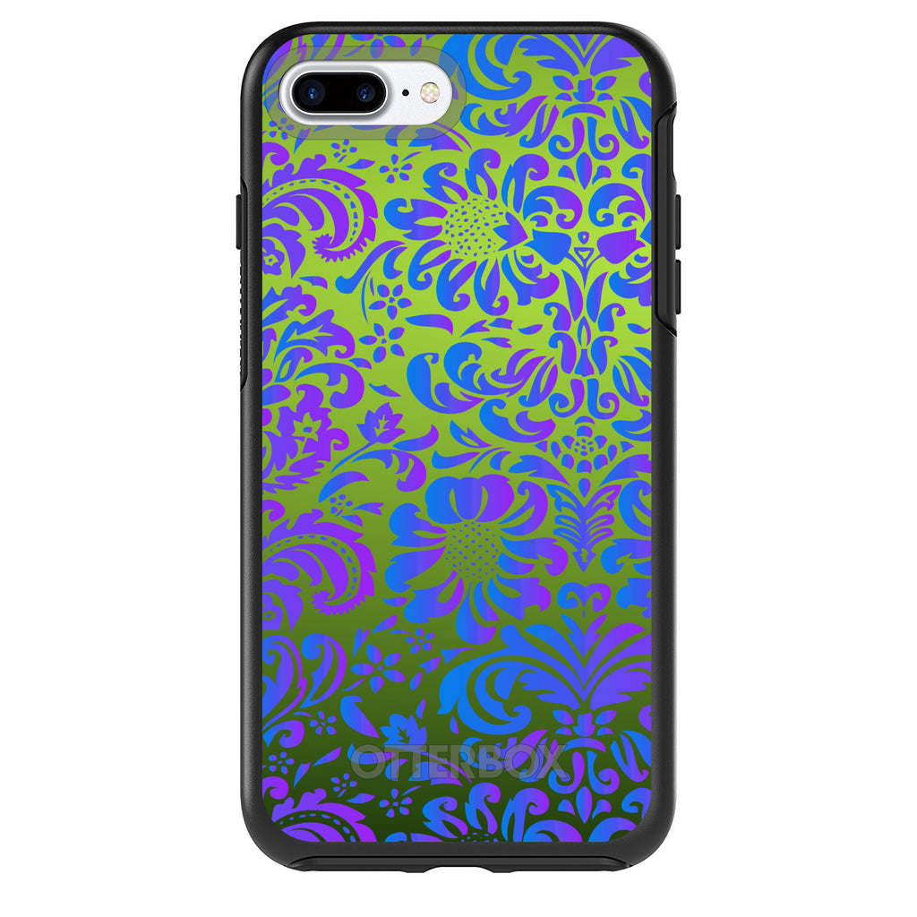 Green Purple Blue Floral Pattern OtterBox Symmetry Case for iPhone & Galaxy, view 2