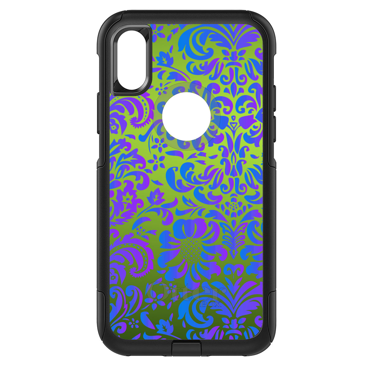 Green Purple Blue Floral Pattern OtterBox Commuter Case for iPhone & Galaxy, view 3