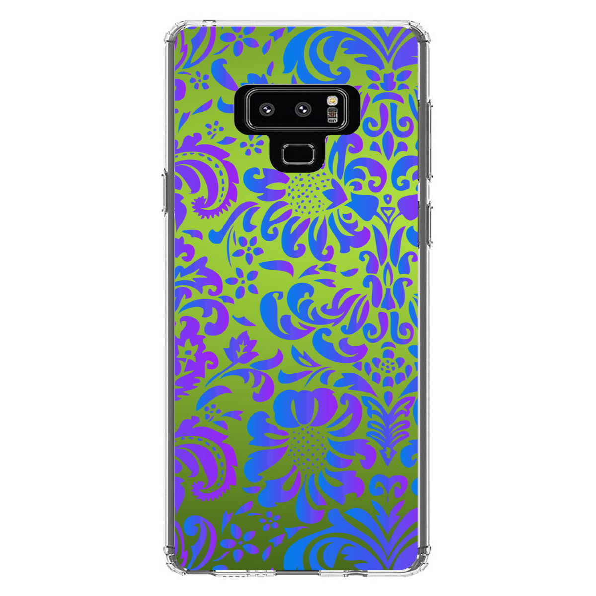 Green Purple Blue Floral Pattern Clear Shockproof iPhone Case, view 11