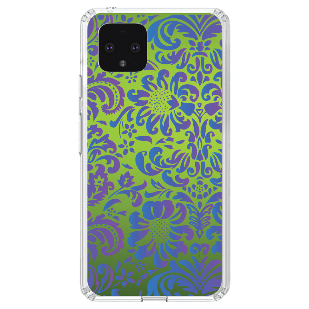 Green Purple Blue Floral Pattern Clear Shockproof iPhone Case, view 23