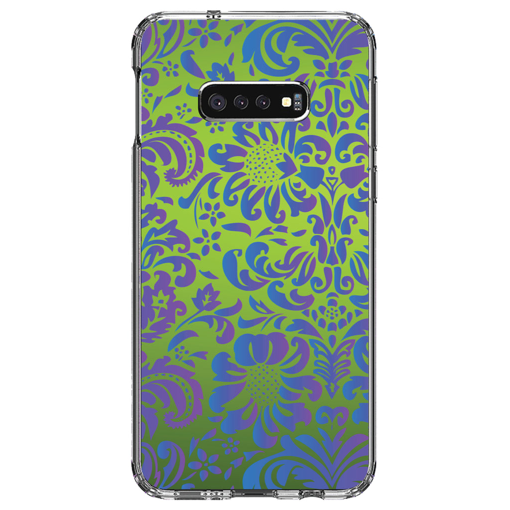 Green Purple Blue Floral Pattern Clear Shockproof iPhone Case, view 18