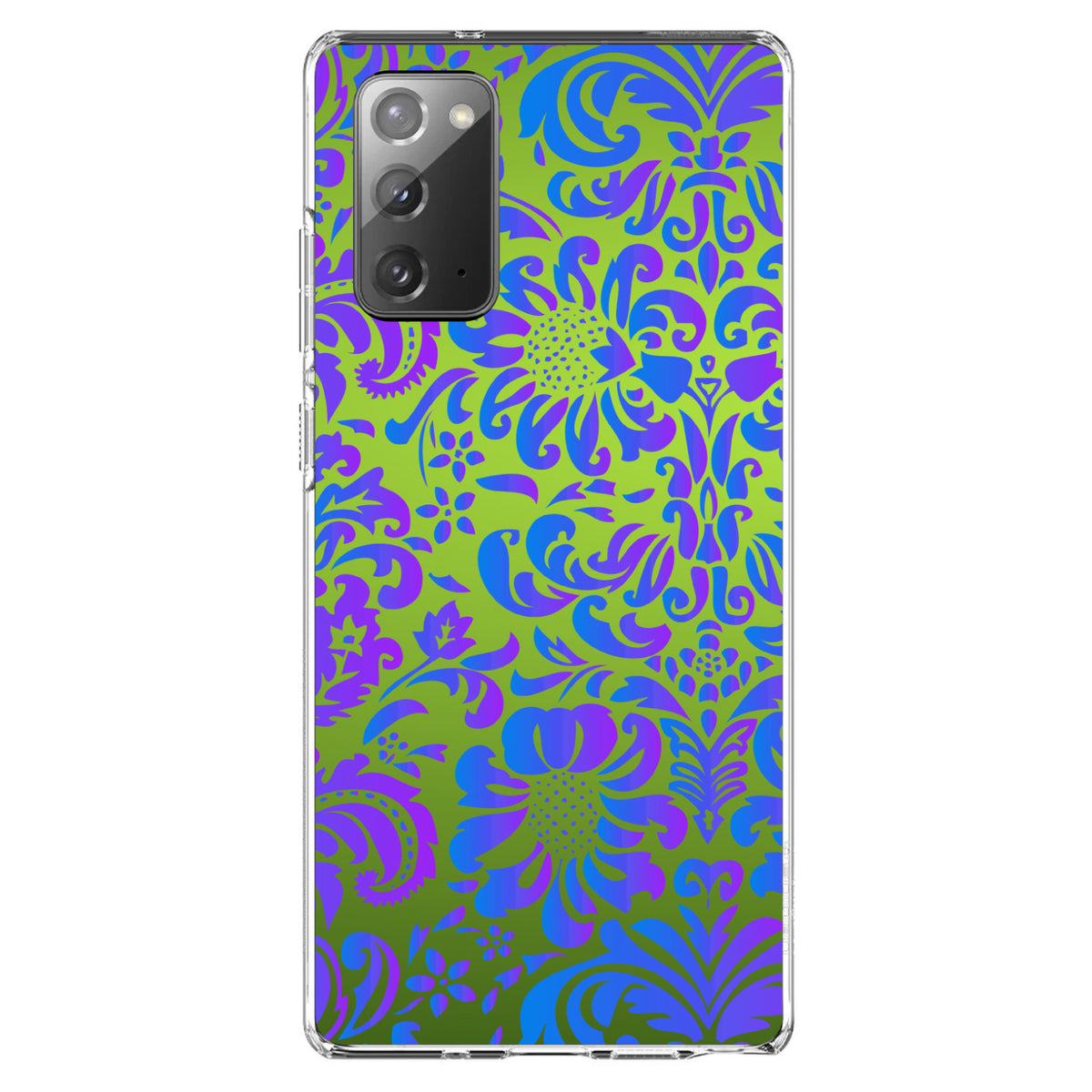 Green Purple Blue Floral Pattern Clear Shockproof iPhone Case, view 8