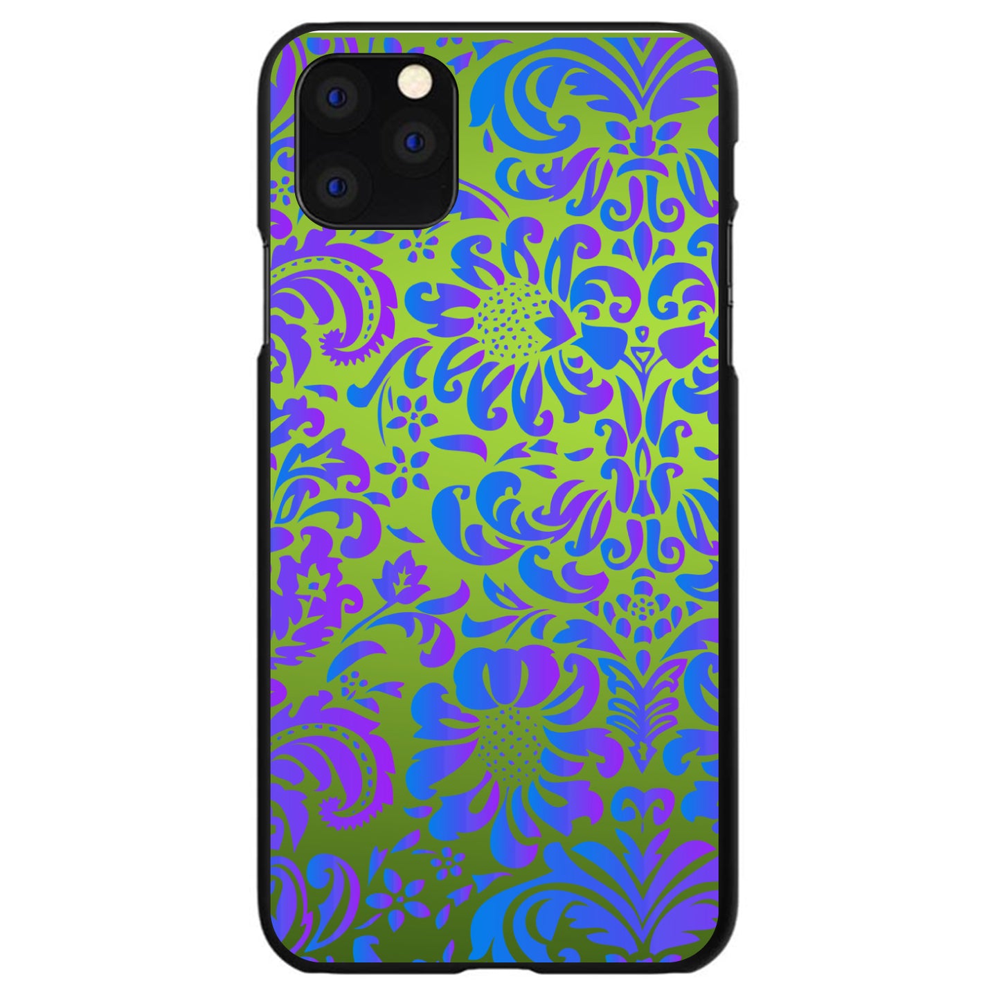 DistinctInk® Hard Plastic Snap-On Case for Apple iPhone or Samsung Galaxy - Green Purple Blue Floral Pattern