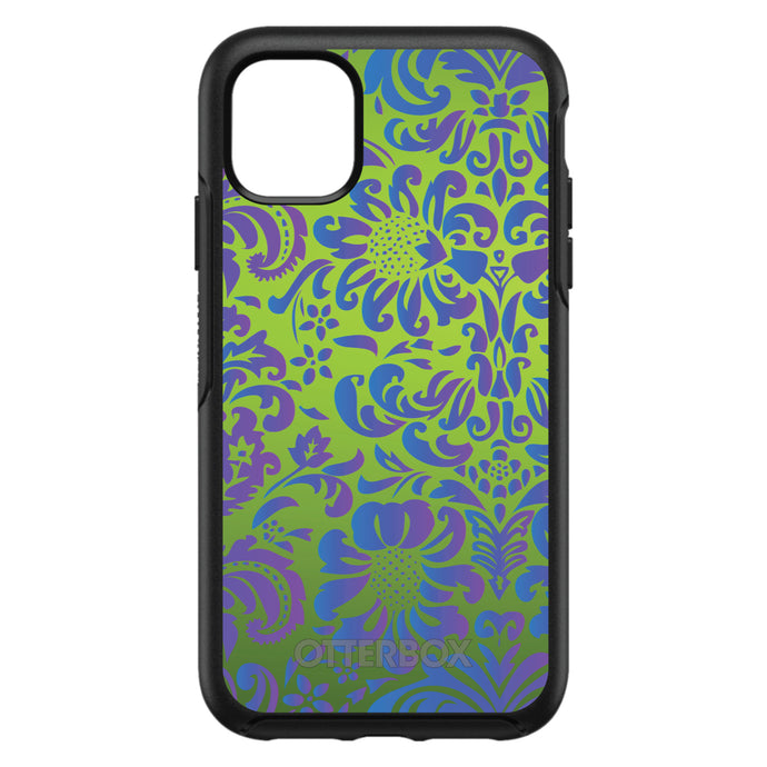 DistinctInk™ OtterBox Symmetry Series Case for Apple iPhone / Samsung Galaxy / Google Pixel - Green Purple Blue Floral Pattern