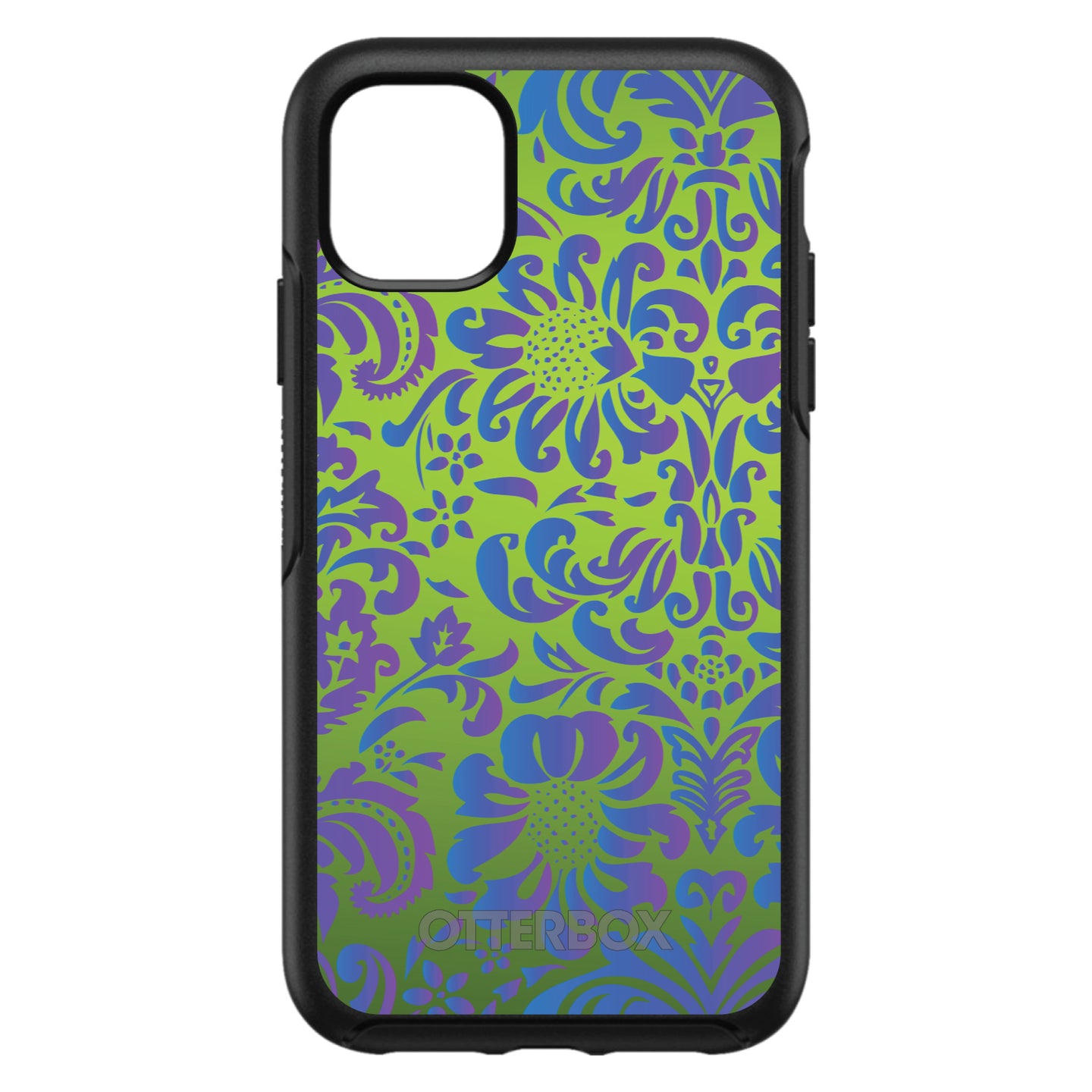 DistinctInk™ OtterBox Symmetry Series Case for Apple iPhone / Samsung Galaxy / Google Pixel - Green Purple Blue Floral Pattern