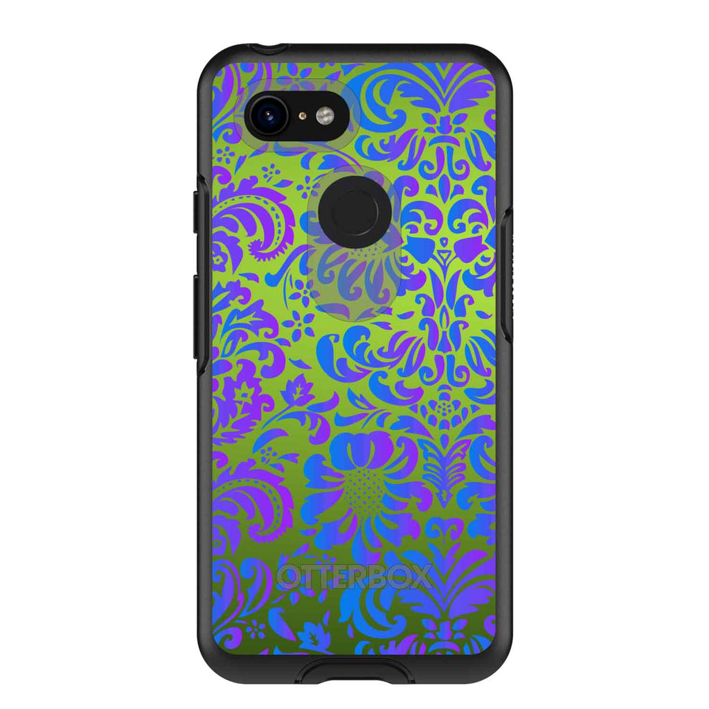 Green Purple Blue Floral Pattern OtterBox Symmetry Case for iPhone & Galaxy, view 15