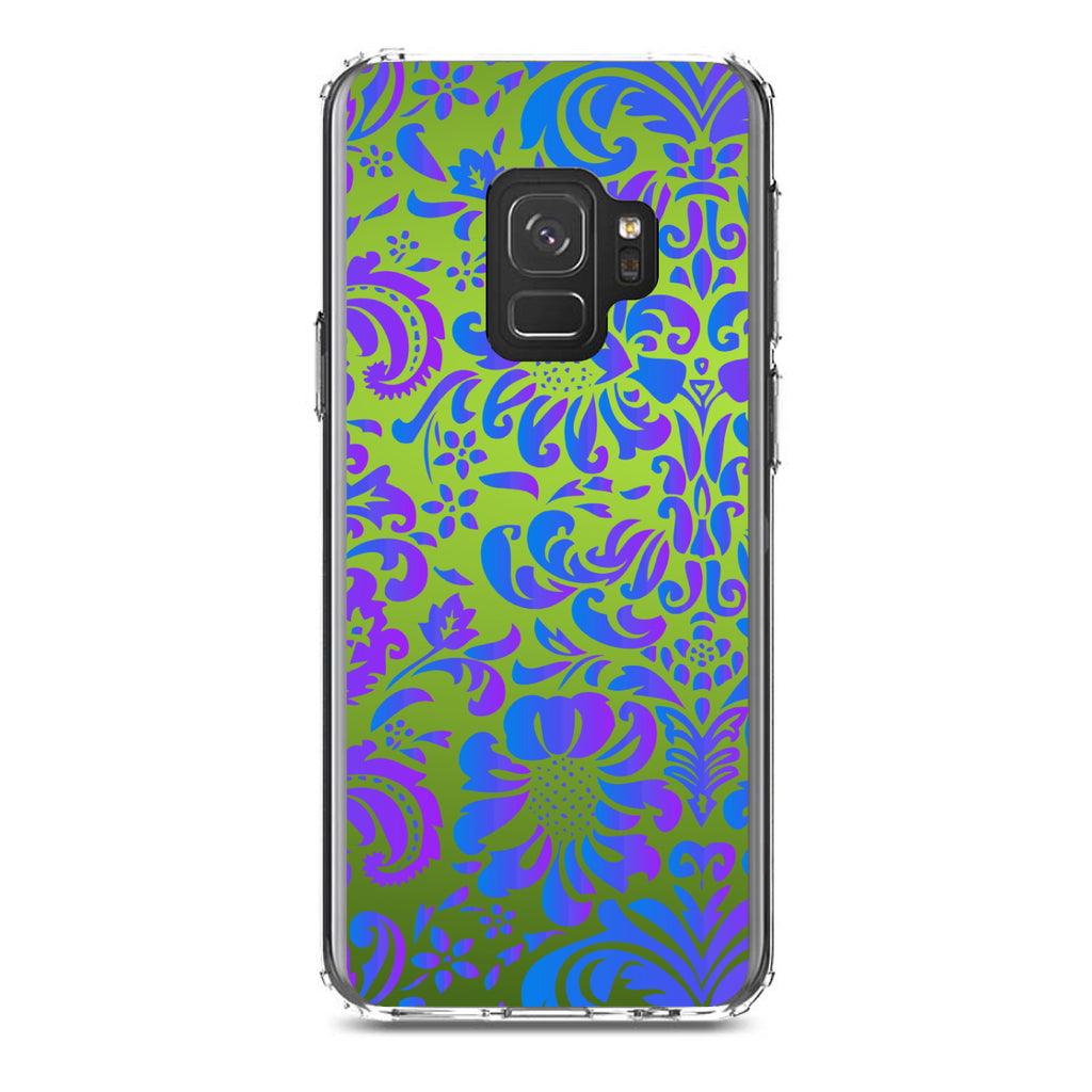 Green Purple Blue Floral Pattern Clear Shockproof iPhone Case, view 19