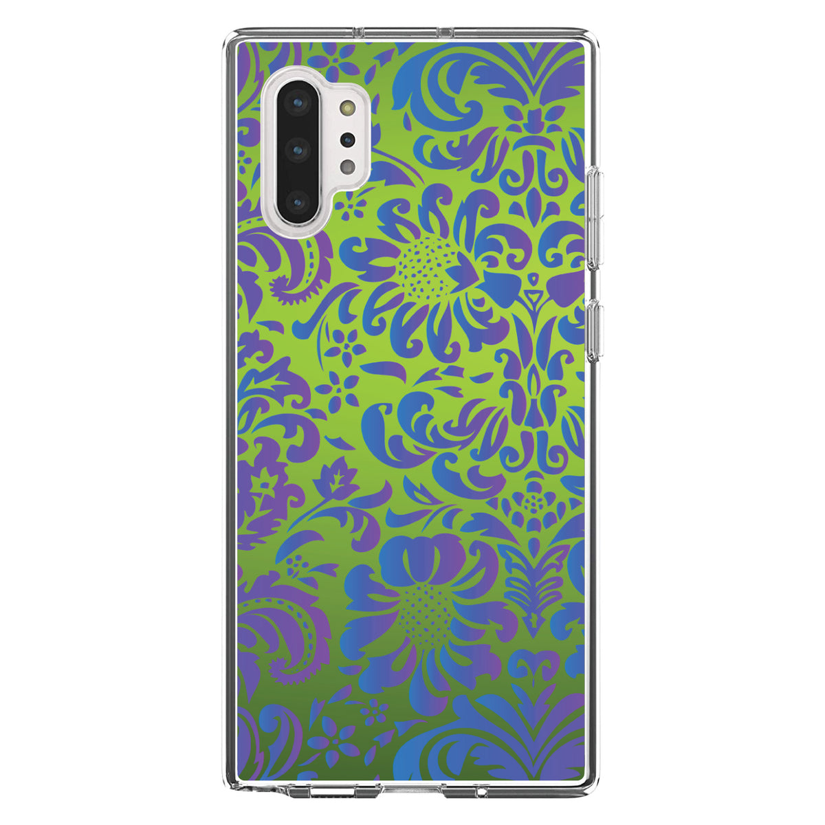 Green Purple Blue Floral Pattern Clear Shockproof iPhone Case, view 10