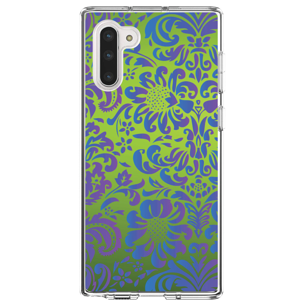 Green Purple Blue Floral Pattern Clear Shockproof iPhone Case, view 9