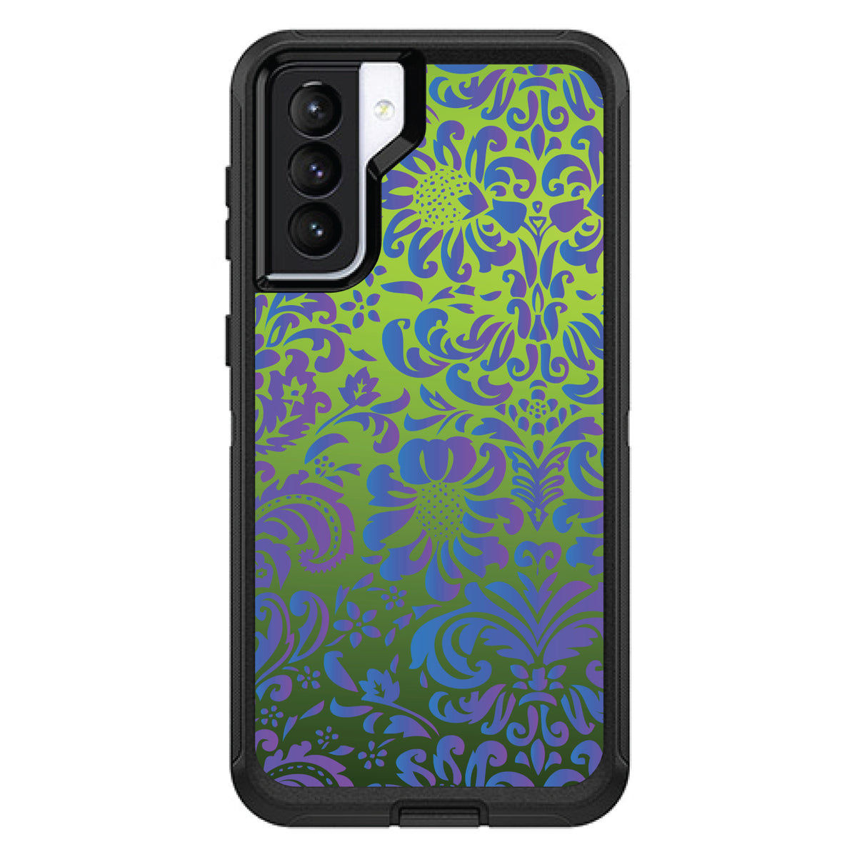 Green Purple Blue Floral Pattern OtterBox Defender Case for iPhone & Galaxy, view 5