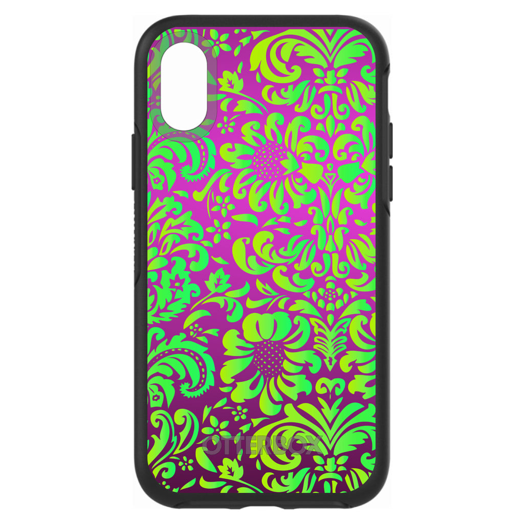 Purple Green Floral Pattern OtterBox Symmetry Case for iPhone & Galaxy, view 4