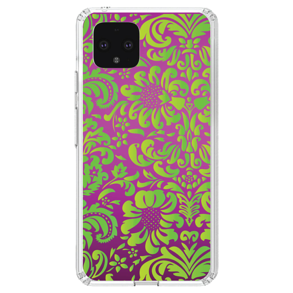Purple Green Floral Pattern Clear Shockproof iPhone Case, view 23