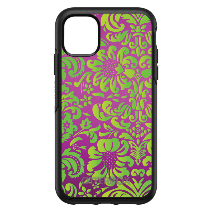 DistinctInk™ OtterBox Symmetry Series Case for Apple iPhone / Samsung Galaxy / Google Pixel - Purple Green Floral Pattern