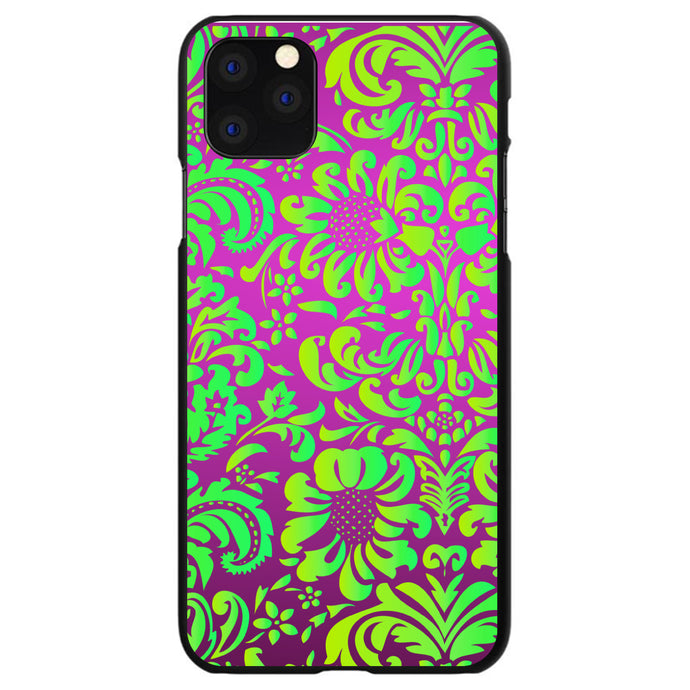 DistinctInk® Hard Plastic Snap-On Case for Apple iPhone or Samsung Galaxy - Purple Green Floral Pattern