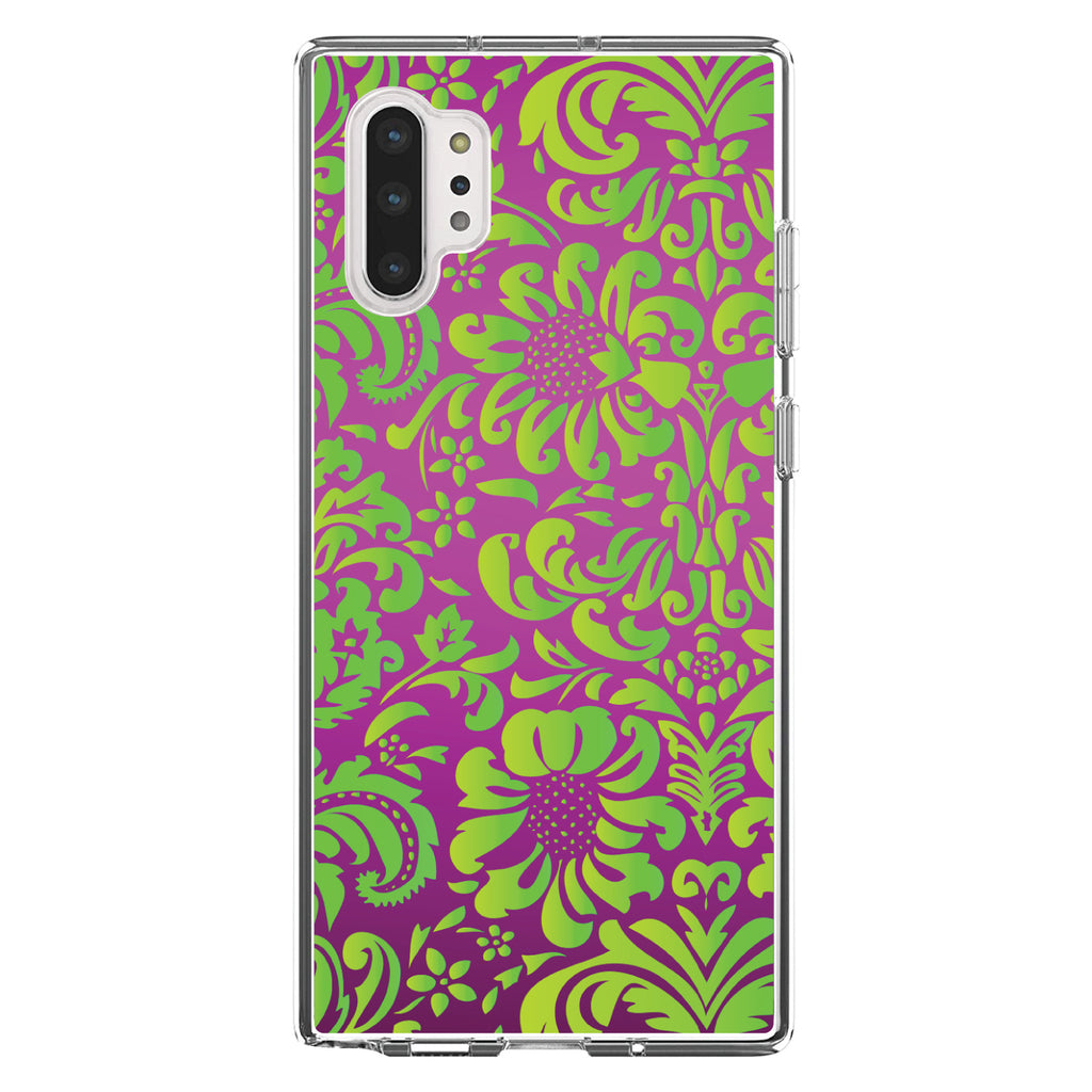 Purple Green Floral Pattern Clear Shockproof iPhone Case, view 10