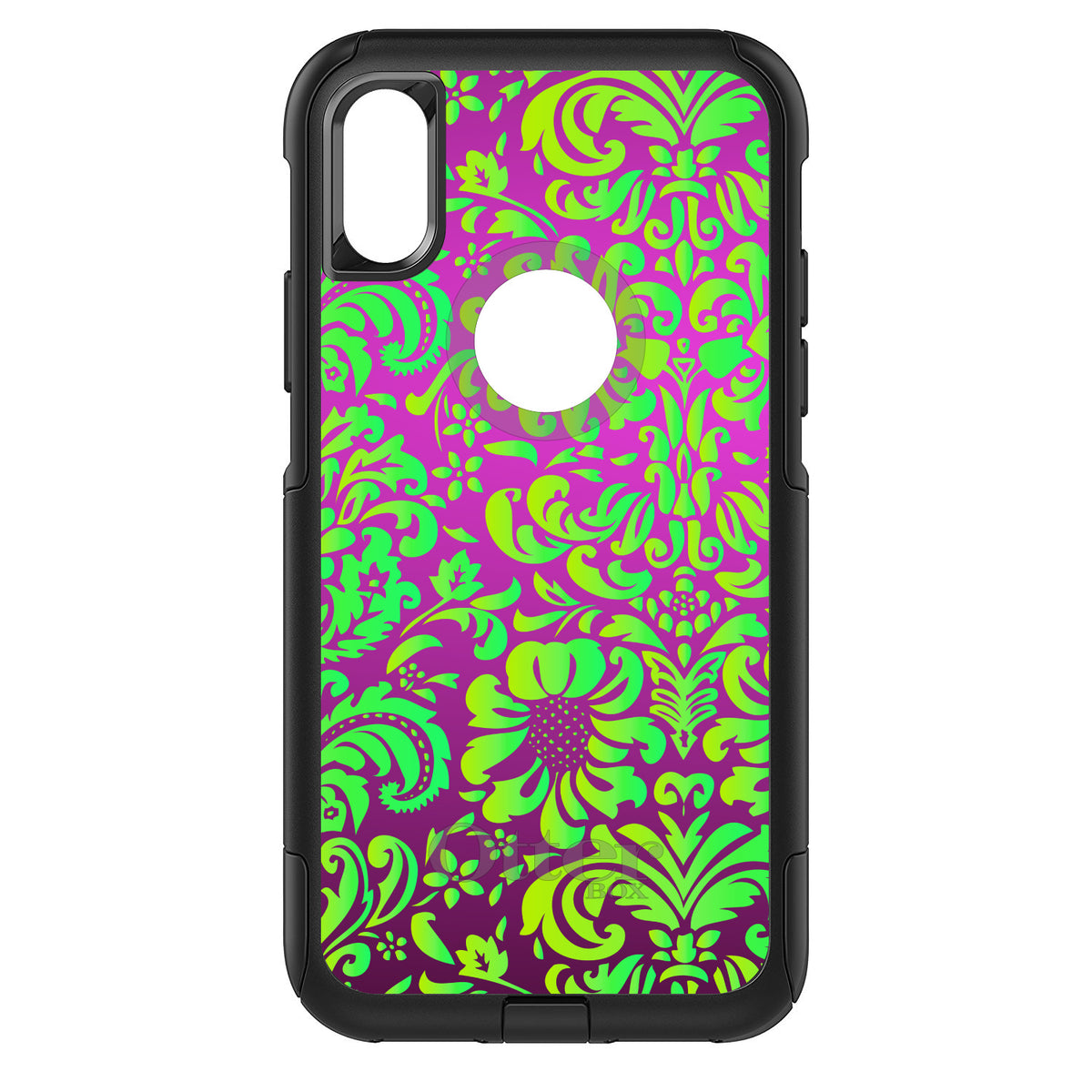 Purple Green Floral Pattern OtterBox Commuter Case for iPhone & Galaxy, view 3