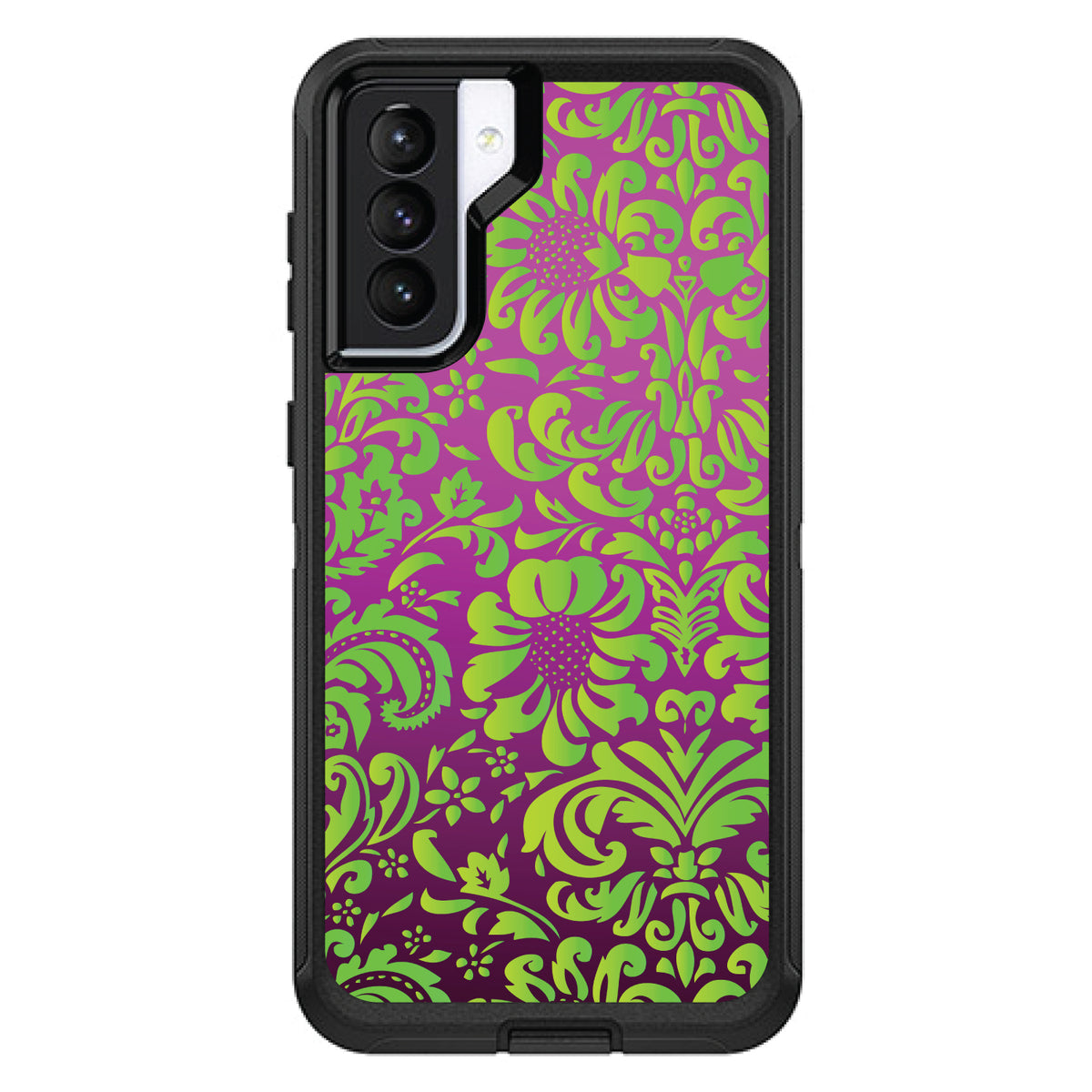 Purple Green Floral Pattern OtterBox Defender Case for iPhone & Galaxy, view 5