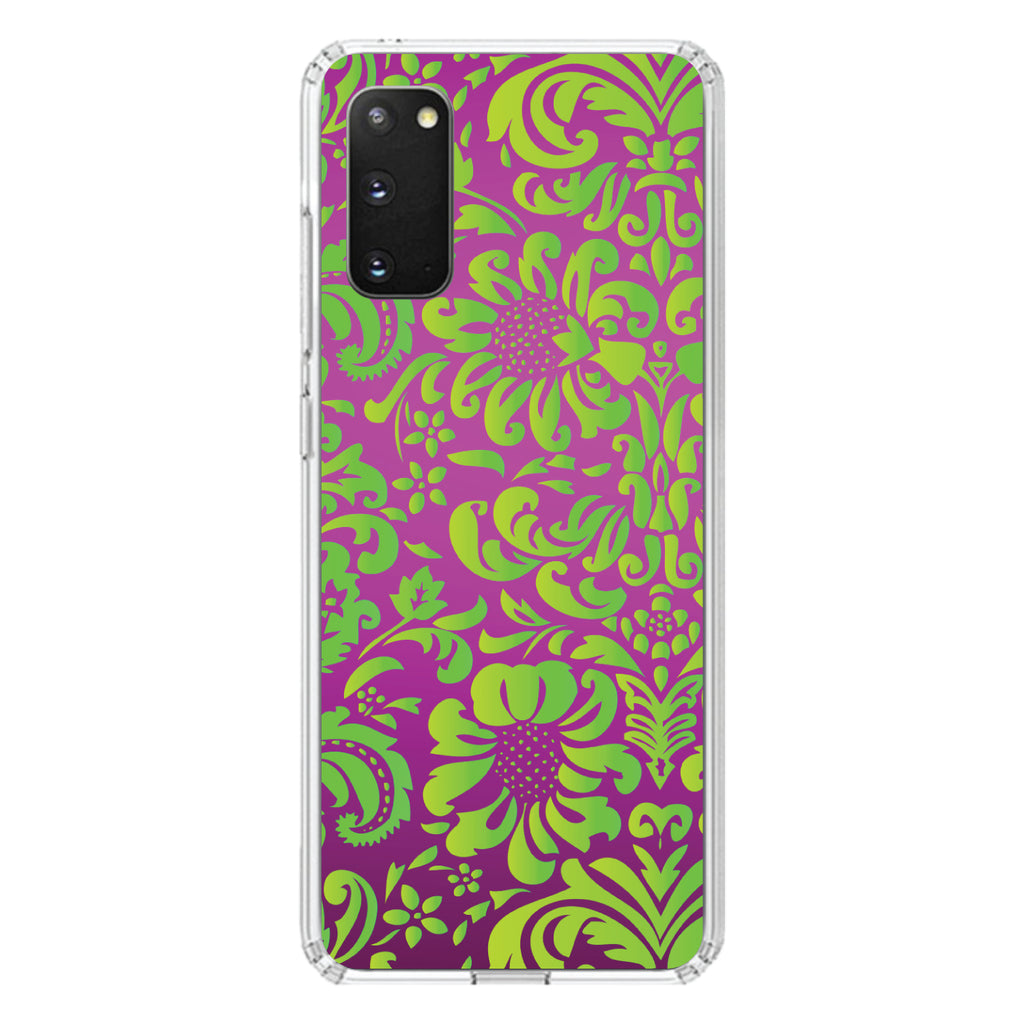 Purple Green Floral Pattern Clear Shockproof iPhone Case, view 13