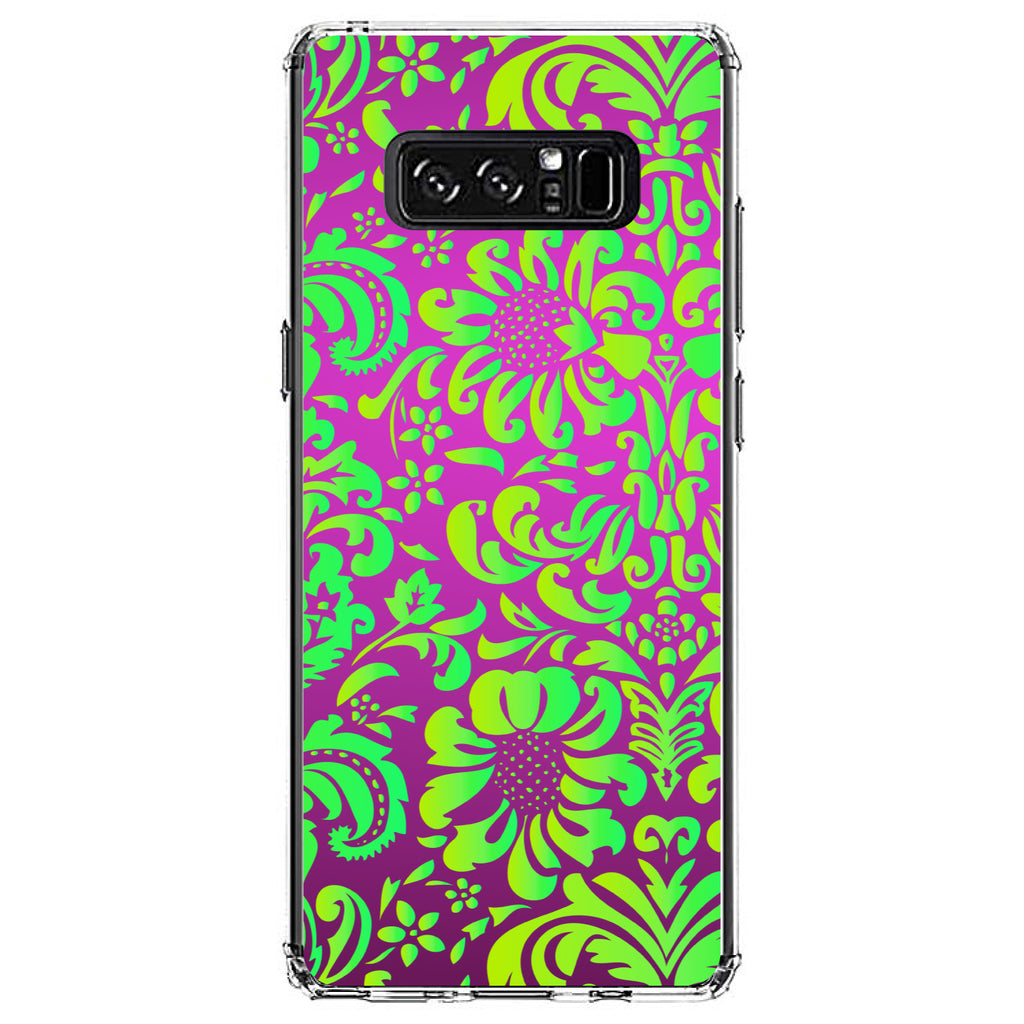 Purple Green Floral Pattern Clear Shockproof iPhone Case, view 12