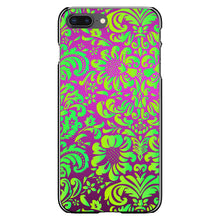 DistinctInk® Hard Plastic Snap-On Case for Apple iPhone or Samsung Galaxy - Purple Green Floral Pattern