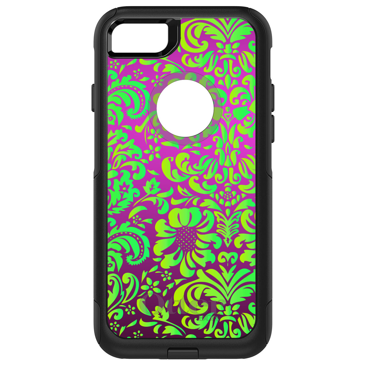 Purple Green Floral Pattern OtterBox Commuter Case for iPhone & Galaxy