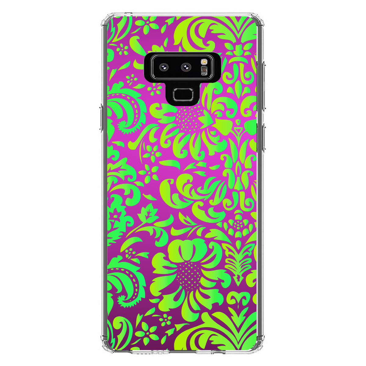 Purple Green Floral Pattern Clear Shockproof iPhone Case, view 11