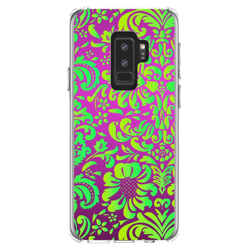 Purple Green Floral Pattern Clear Shockproof iPhone Case, view 20