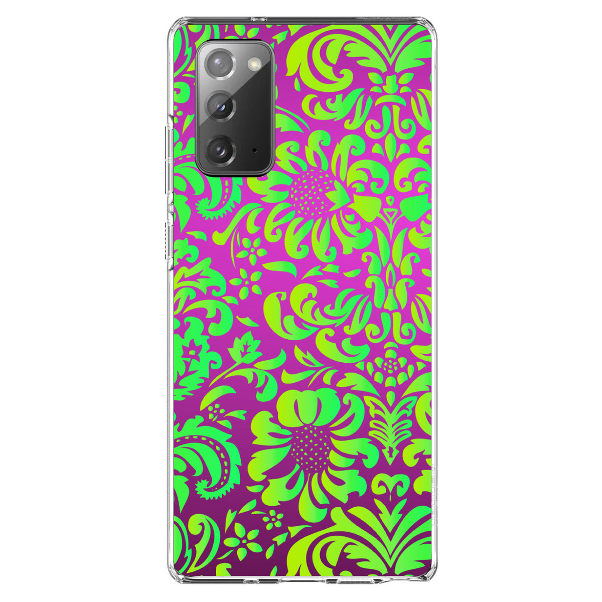 Purple Green Floral Pattern Clear Shockproof iPhone Case, view 7