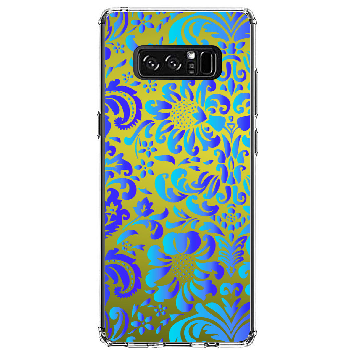 Green Blue Teal Floral Pattern Clear Shockproof iPhone Case, view 12