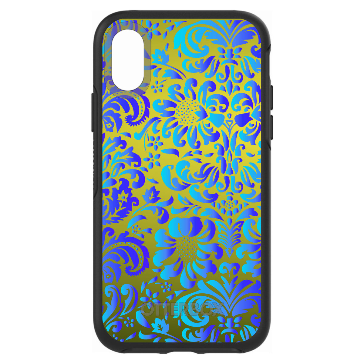 Green Blue Teal Floral Pattern OtterBox Symmetry Case for iPhone & Galaxy, view 4