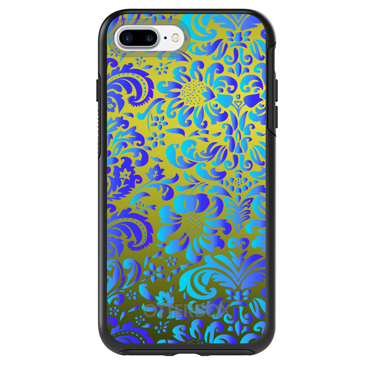Green Blue Teal Floral Pattern OtterBox Symmetry Case for iPhone & Galaxy, view 2